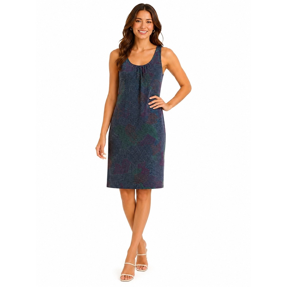 Prana Skypath Dress Womens XS Blue Floral Athletic Twist Back Built-in Bra NWT